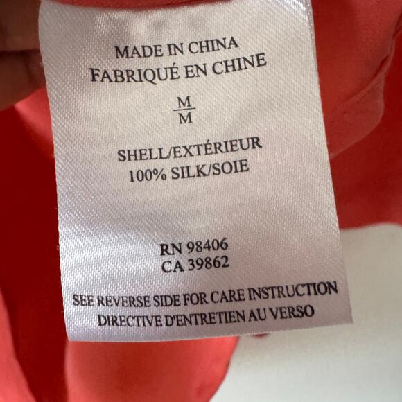 Theory Shirt Womens Medium Peach 100% Silk Henley Button Career Business Work - Picture 5 of 8